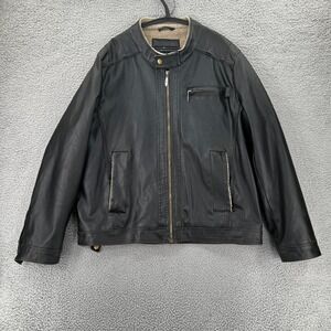 NEW i5 Apparel Faux Leather & Sherpa Distressed Motorcycle‎ Jacket Men XL READ